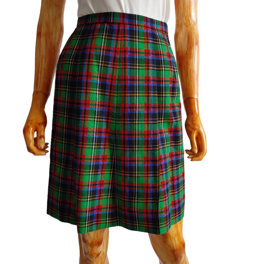 CARDINALI rare multicolor plaid vintage 1970's sample a-line skirt